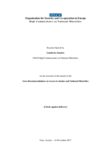 Launch of the Graz Recommendations on Access to Justice and National Minorities