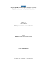 Address by Lamberto Zannier, OSCE High Commissioner on National Minorities