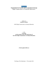 Address by Lamberto Zannier, OSCE High Commissioner on National Minorities