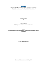  Opening Remarks by Lamberto Zannier, OSCE High Commissioner on National Minorities