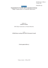 Report by the High Commissioner on National Minorities, Ambassador Lamberto Zannier