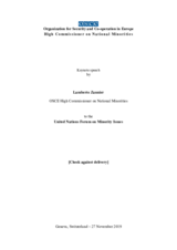 Keynote speech by Lamberto Zannier, OSCE High Commissioner on National Minorities