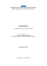 Address by Kairat Abdrakhmanov, OSCE High Commissioner on National Minorities