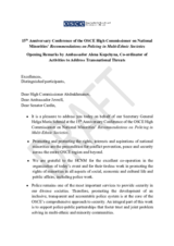 Opening Remarks by Ambassador Alena Kupchyna, Co-ordinator of Activities to Address Transnational Threats