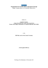 Address by Lamberto Zannier, Chair of the 2020 Max van der Stoel Award Jury and former OSCE HCNM (2017-2020)