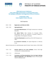 Draft Agenda: 10th Anniversary Conference: The Ljubljana Guidelines on Integration of Diverse Societies