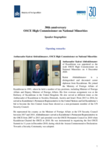 HCNM 30th Anniversary conference, 24 October 2023 - speakers' biographies