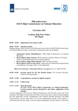 HCNM 30th anniversary conference, 24 October 2023 - agenda