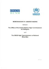 Memorandum of Understanding between the Office of the United Nations High Commissioner for Refugees and the High Commissioner on National Minorities