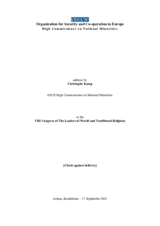 Address by Christophe Kamp, OSCE High Commissioner on National Minorities