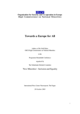 Speech by the OSCE High Commissioner on National Minorities, Rolf Ekeus