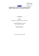 High Commissioner's address to the OSCE Parliamentary Assembly's Fifth Annual Winter Meeting