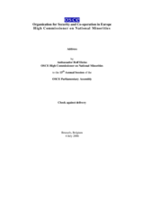 High Commissioner's address to the OSCE Parliamentary Assembly's 15th Annual Session