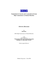 High Commissioner's address to the Round Table on "Modernising Police and Promoting Integration: Challenges for Multi-Ethnic Societies"
