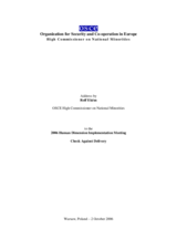 High Commissioner's address to the 2006 Human Dimension Implementation Meeting