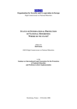 High Commissioner's address at the Seminar on International Legal Guarantees  for the Protection of National Minorities and Problems in their Implementation