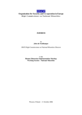 The HCNM Director's address at the Human Dimension Implementation Meeting 2006