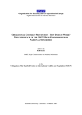 High Commissioner's address at the Colloquium of the Stanford Center on International Conflict and Negotiation