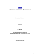 Preventive diplomacy, Muller lecture