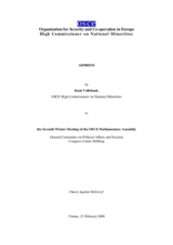 Address by the High Commissioner on National Minorities to the OSCE Parliamentary Assembly's Seventh Annual Winter Meeting