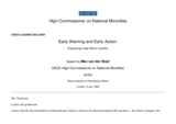 Early warning and early action: Preventing inter-ethnic conflict