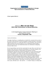 Address to the Supplementary Human Dimension Meeting on Roma and Sinti Issues