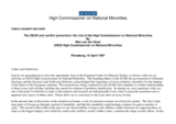Speech by the OSCE High Commissioner on National Minorities at the European Centre for Minority Studies, Flensburg