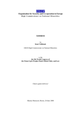 High Commissioner's address to 5th World Congress of  the Finno-Ugric Peoples, Khanty-Mansiysk, Russia