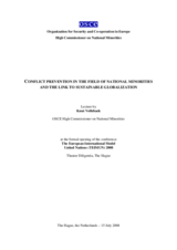 Conflict prevention in the field of national minorities and the link to sustainable globalization