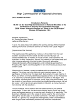 Remarks by the High Commissioner on National Minorities - Roma in the CSCE Region