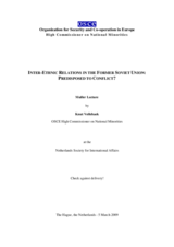Inter-Ethnic Relations in the Former Soviet Union: Predisposed to Conflict?