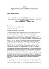 Address by Mr Max van der Stoel to the Rome Meeting of the Council of Ministers for Foreign Affairs of the CSCE, Rome