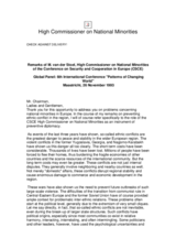 Remarks by Mr. Max van der Stoel to the Global Panel at the 6th International Conference, Maastricht