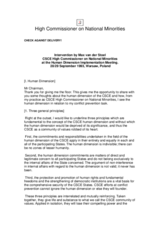 Intervention by Max van der Stoel at the CSCE Human Dimension Implementation Meeting, Warsaw