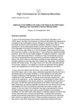 Statement of the High Commissioner on National Minorities on his study of the Roma in the CSCE region, Prague