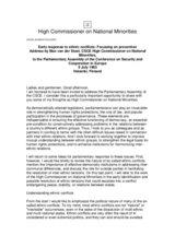 Address by Max van der Stoel to the Parliamentary Assembly of the Conference on Security and Cooperation in Europe, Helsinki