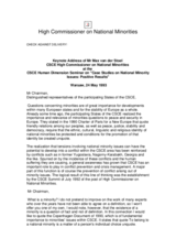 Keynote address of the High Commissioner on National Minorities Max van der Stoel at the CSCE Human Dimension Seminar, Warsaw