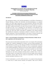Summary of the Tenth Anniversary Seminar on the 1999 Lund Recommendations on the Effective Participation of National Minorities in Public Life