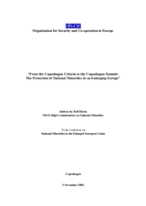 Address by Rolf Ekeus to the conference on National Minorities in the Enlarged European Union