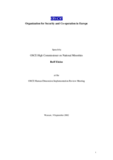 Address by Rolf Ekeus at the OSCE Human Dimension Implementation Review Meeting