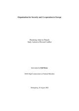 Intervention by Rolf Ekeus, High Commissioner on National Minorities