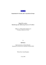 Address by Rolf Ekeus to a Wilton Park Conference on "Creating Conditions for Peace"