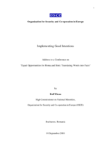 Address by Rolf Ekeus to the Conference on "Equal Opportunities for Roma and Sinti: Translating Words into Facts"