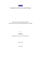 Intervention by Rolf Ekéus at the Tenth Annual Session of the Parliamentary Assembly