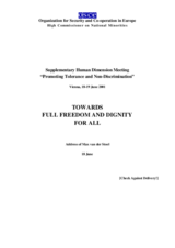 Address of Max van der Stoel to a Supplementary Human Dimension Meeting on "Promoting Tolerance and Non-Discrimination"