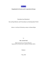 Address by Max van der Stoel to the Raoul Wallenberg seminar on Human Rights