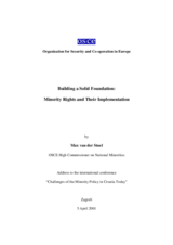 Address by Max van der Stoel to the international conference "Challenges of the Minority Policy in Croatia Today"