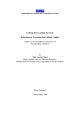 Address by Max van der Stoel to the conference on "Facing Ethnic Conflicts"