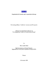 Address by Max van der Stoel to the conference on "Preventing Ethnic Conflict in Central-Eastern Europe"