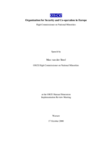 Address by Max van der Stoel at the OSCE Human Dimension Implementation Review Meeting